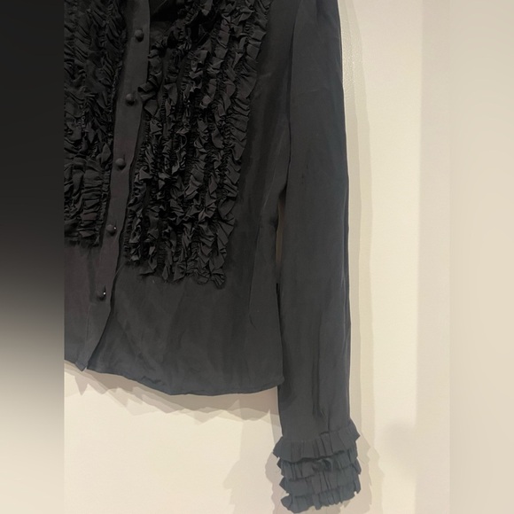 Vintage Versace Black Puff Sleeve Ruffled Blouse - Picture 8 of 8